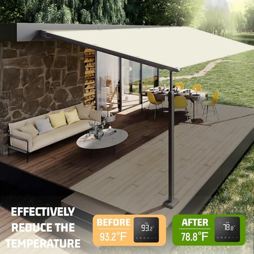 SUNNY GUARD Shade Cloth 3x8 FT Sun Shade Screen Fabric HC-089 Shade Cover Tarp with Grommets for Pergola Backyard Garden,Butter Cream - color: Butter Cream, size: 0 3'×0 8'