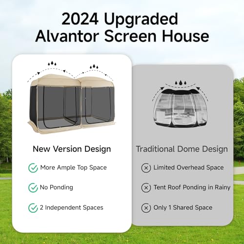 Alvantor® Screen House Room 2024 Upgraded 2 in 1 Screen Tent PoP Up Gazebo® with Mesh Mosquito Netting, Sun Shade Outdoor Canopy for Patio, Camping, Backyard and Outside Activities- 12' x 7.5', Beige - color: Beige, size: 12'x6'