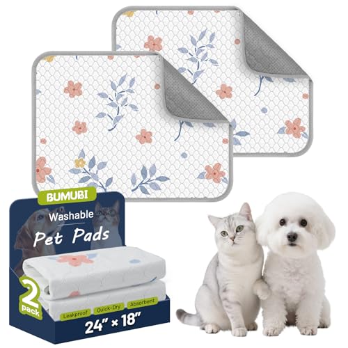 Washable Dog Pee Pads - Absorbent Reusable Puppy Training Pads, Waterproof Leak - Proof & Non - Slip for Crate Whelping Potty Training 24x18 (Pack of 2) - color: Light Gray Multicolor, size: 24x18in(Pack of 2)