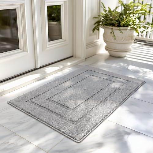 GRANNY SAYS Front Door Mat Indoor Entrance, Indoor Door Rugs for Entryway, Low-Profile, Non-Slip Outdoor Rugs, Washable Floor Mat, Welcome Mat, 32x20, Grey - color: A-grey, size: 1'8" x 2'8" (Rectangular)