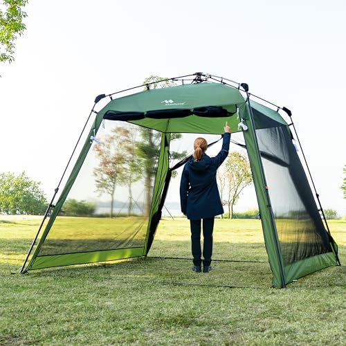 Pop Up Screen House Gazebo 8.2'x8.2'x75'' – Instant Portable Canopy with Mosquito Netting & UPF Sun Protection, Tool-Free 60s Setup, Foldable Outdoor Tent for Backyard, Camping, Park,Olive Green - color: Olive Green