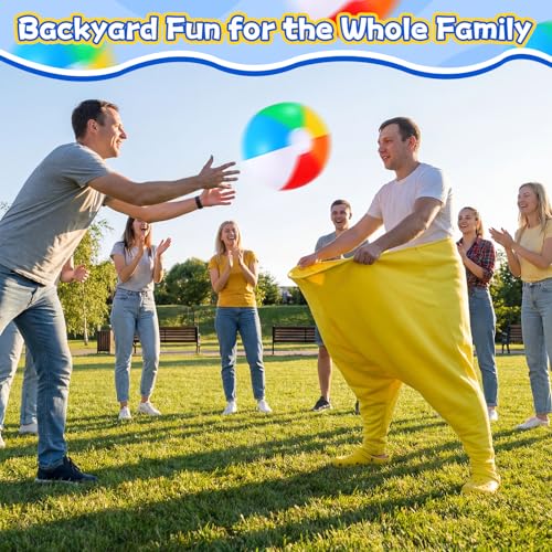 Granny Pants Yard Game Set, Granny Pants Family Outdoor Party Games, Oversized Pants with Bouncy Balls and Electric Air Pump, Outdoor Tossing Games for Adult Yard Game Birthday Party Family Reunion - color: 4 Oversized Red Blue Yellow Green + 2 Small Size