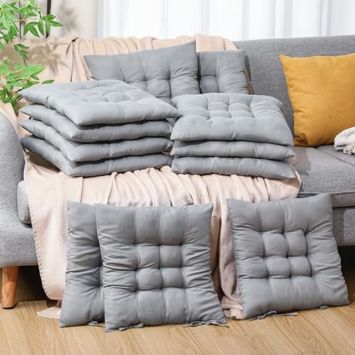 Geetery 12 Pcs Floor Pillows Bulk Seating Cushions for Floor Chair 15.7'' Large Meditation Cushion for Yoga Living Room Tatami Bedroom Balcony Office (Grey,Square) - color: Grey, size: Square