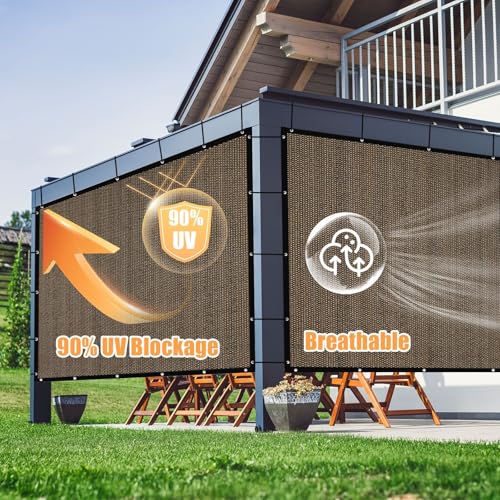 Amagenix 90% Sun Shade Cloth with Grommets, 8' x 10' Pergola Replacement Shade Cover Canopy Privacy Screen for Outdoor Patio Garden, Mocha (We Customized) - color: Mocha, size: 0 8 x 1 0 FT