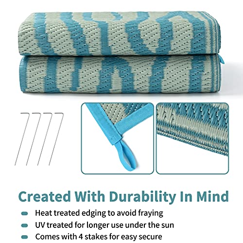 Boulder Bee Outdoor Rugs | Plastic Straw Rug | Waterproof Outdoor Camping Rugs | Quick Drying Picnic Rug | Sand Free Reversible Beach Mats | 5 x 8 Feet | 2.7 lb - color: Light Green, size: 5*8 Feet