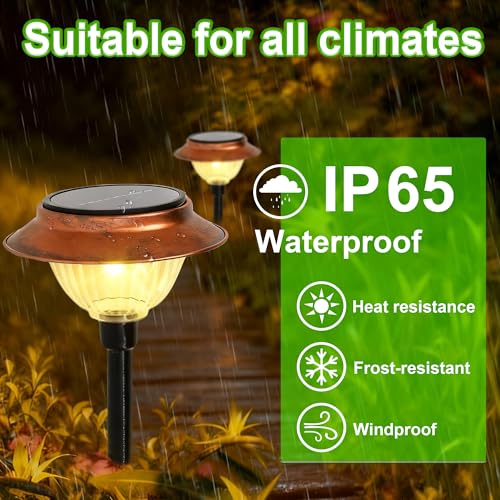 Solar Lights Outdoor 2 Pack Waterproof Solar Christmas Lights Outdoor Multiple Colors LED Iron Stake for Pathway Yard Garden Driveway Outside Decor - color: Bronze Path Light