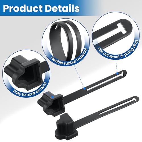 Feekoon 2 Pack 3 Prong Plug Protector for Engine Block Heater Cords, Weatherproof Extension Cord Plug Cover for Outside, Extension Cord End Cover Protector for 120 Volt Plugs(Black)