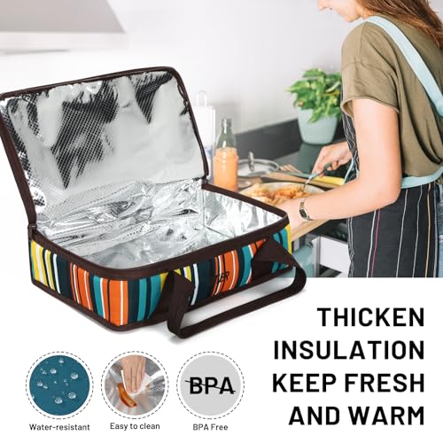 MIER Insulated Casserole Carrier for Hot or Cold Food Thermal Food Carrier Bag for Lasagna Potluck Parties Picnic Cookouts, Fits 9"x13" Baking Dish/Foil Pan, Blue - color: Blue, size: 16 x 10 x 4 inches