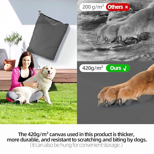 Sytopia 36 Inch Canvas Indestructible Outdoor Dog Bed for Large Dogs, Chew Proof Dog Bed with Waterproof Washable Removable Cover, Indoor Patio Pet Pad for Crate, Dark Grey - color: Dark Grey, size: Large