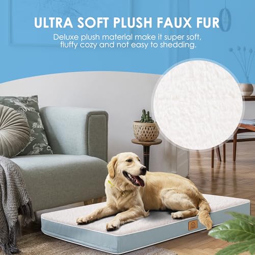 Extra Large Waterproof Dog Bed, Jumbo Orthopedic Dog Beds with Removable Washable Cover for Large Dogs, Pet Bed Mat Egg-Crate Foam, 3XL(47.5"X29"X4"), Blue - color: Blue, size: 47.5"L x 29.0"W x 4.0"Th
