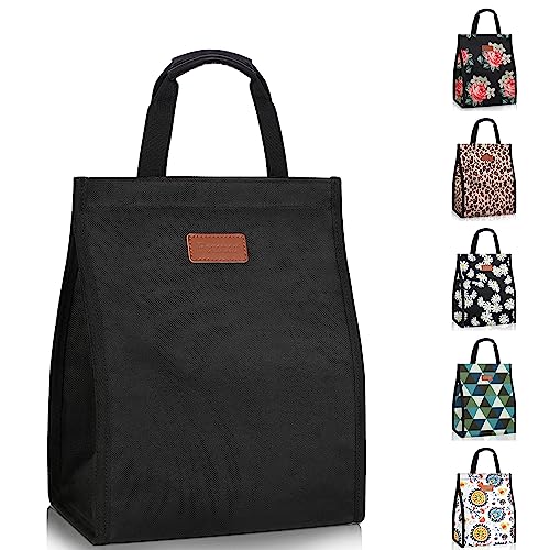 Lunch Bags for Women Insulated Reusable Lunch Tote with Internal Pocket, Adult Lunch Tote bag for Work (Black - color: Black, size: 1 pack