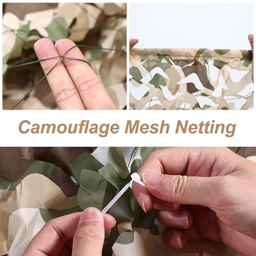 Camo Netting Camouflage Netting 6.5ft×10ft,10ft×10ft, 20ft×20ft,with Mesh Backing, Hunting Blind Nets, Sunshade Canopy, Army Tarp Fence Net for Party Decoration, Photograph and Car Cover - color: Brown Camo, size: 10ftx10ft