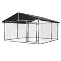 Outdoor Dog Enclosure Heavy Duty Dog Kennel House Mesh Dog Big Cage Pet Kennel Steel Fence with Secure Lock (6.56‘x 6.56’) - size: 78"L x 78"W x 65"H