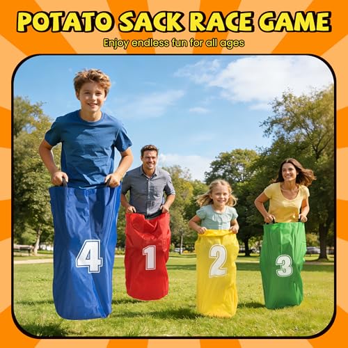 ropoda Field Day Games, Outdoor Carnival Games Potato Sack Race Bags for Adults and Kids, Bean Bags, Soft Plastic Cones,Ring Toss Set,Egg and Spoon Race, Outdoor Games Easter - color: 57PCS
