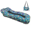 ele ELEOPTION Outdoor Inflatable Camping Couch Waterproof Portable Blow Up Air Sofa Chair Lounger for Backyard Beach Traveling Camping with Compression Sacks (Blue Leaf Print) - color: Blue Leaf Print