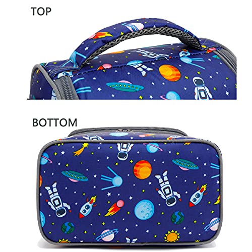 FlowFly Kids Double Decker Cooler Insulated Lunch Bag Large Tote for Boys, Girls, Men, Women, With Adjustable Strap, Astronaut - color: Astronaut
