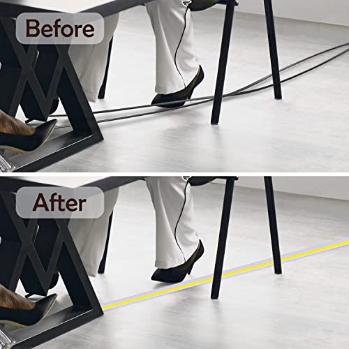 Rubber Bond Cord Cover Floor Cable Protector - Strong Self Adhesive Floor Cord Covers for Wires - Low Profile Extension Cord Covers for Floor & Wall - color: White Stripped - Two Thick Cords, size: 6 Feet