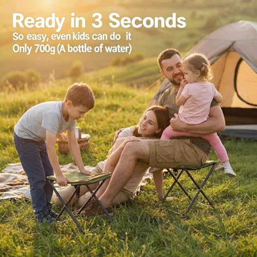 COMELY Camping Stool Folding Chair: All-Terrain Pocket Stool, 4 Anti-Sink Feet Stability, 270Lbs Capacity & 3s Setup, 600D Oxford Durable Seat. 5000 Cycle Tested for Rugged Sites Experienced Campers. - color: Khaki-2 Sets