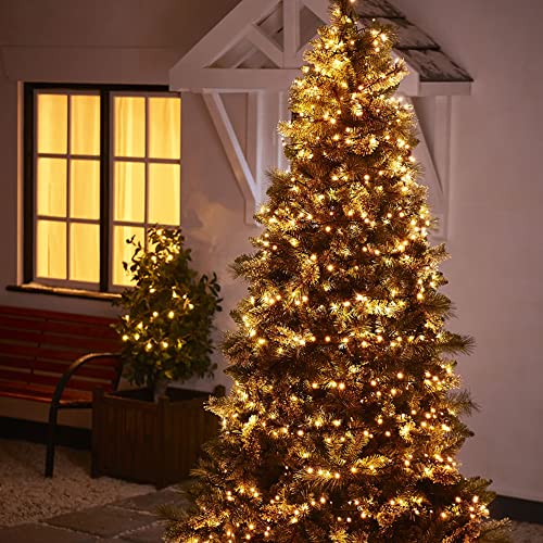 Dazzle Bright 300 LED Christmas String Lights, 100 FT Connectable Waterproof String Lights Green Wire with 8 Modes, Christmas Decorations for Indoor Outdoor Xmas Party Yard Garden (Warm White) - color: Warm White, size: 300 LED