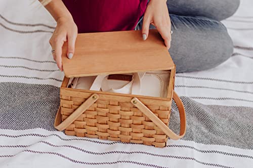 Picnic TIME Poppy Personal Picnic Basket - Insulated Lunch Bag - Retro Lunch Box, (Beige)