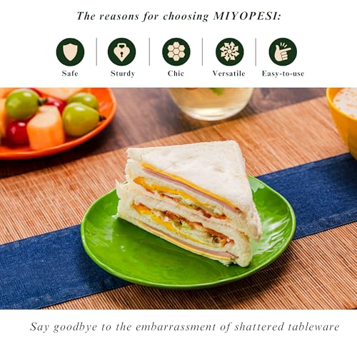 6.7-Inch Melamine Dessert Plates (Set of 6) - Unbreakable and Reusable Dinnerware with Ceramic Feel, Stackable and Dishwasher-Safe (Multi-color) - color: Multicolor
