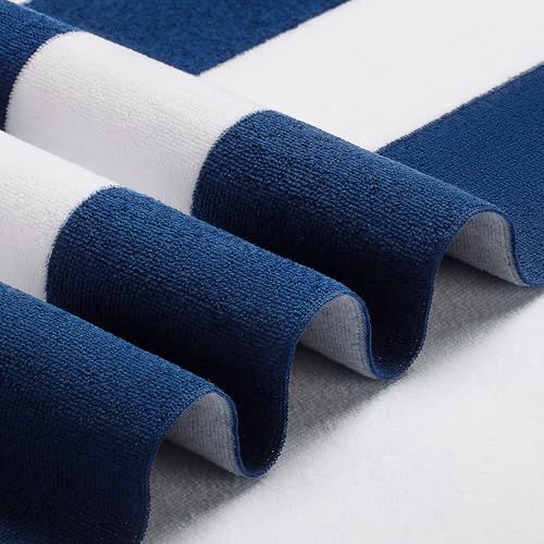 WILFA Extra Large Beach Towel - Oversized Mircofiber 40 x 70 inches, XL Striped Lightweight Pool Towel, Big Cabana Swim Travel Towel for Adults Mens Women,Dark Blue - color: Dark Blue