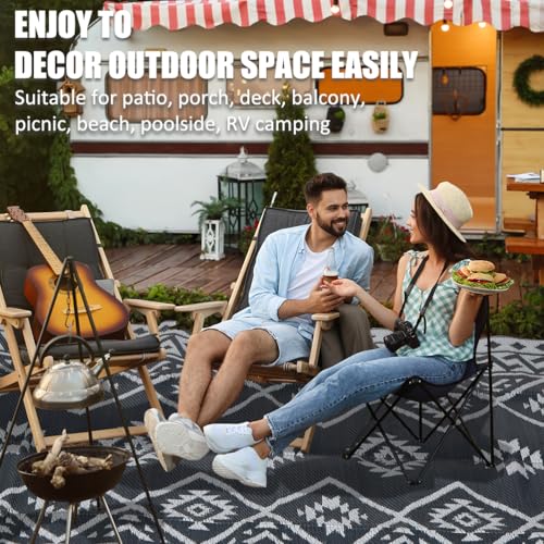 LILIOFFIC Outdoor Rug Waterproof 6x9 ft Outdoor Carpet Patio Rug Mat Reversible RV Camping Rug Plastic Straw Rug Outside Outdoor Area Rug for Patio Deck Balcony Backyard Picnic Beach - color: 01/Grey, size: 6' x 9' (Rectangular)