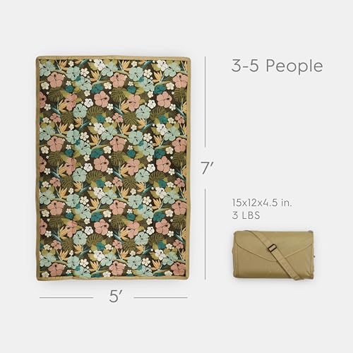Little Unicorn 5'x7' Outdoor Family Picnic & Beach Blanket | Durable & Water-Resistant Fabric | Compact Fold & Easily Wipes Clean | Zipper Pocket (Hibiscus) - color: Hibiscus, size: 5 x 7