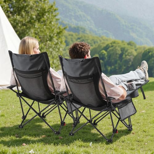 VEVOR 2-in-1 Reclining Camping Chair with Footrest for Adults, 4 Adjustable Positions, Portable Folding Lounger, Lightweight Mesh Beach Chair Supports 220lbs, Heavy Duty Camp Chairs Outdoor, Gray - color: Grey