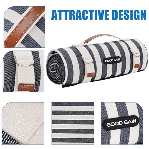 Picnic Blankets Outdoor Extra Large - Waterproof Picnic Blanket with Carry Strap | Machine Washable Picnic Mat with Sandproof Backing for Park,Grass,Hiking,Travel,Concerts,Indoor(Aegean Blue) - color: Aegean Blue