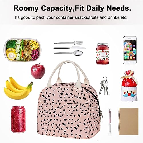 EurCross Pink Lunch Bag for Women,Chic Trendy Portable Lightweight Insulated Small Lunch Box Tote Bag for Preppy College or Adult Work Office - color: Pink