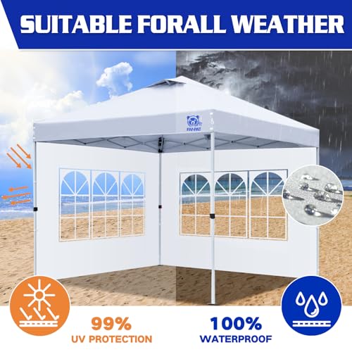 FANPAT Church Window 10x10ft Canopy Sidewalls for Pop Up Canopy, Waterproof UV Protection Fabric, Suitable for Outdoor Party, Picnics & Camping, Khaki(2pcs Sidewalls Only, NOT Included Frame and Top) - color: Khaki, size: 2 Pcs