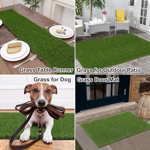 SHACOS Artificial Turf Door Mats 24"x36" Indoor/Outdoor 1.2" Pile Height Fake Grass Mats with Drainage Holes for Small Dogs & Decor