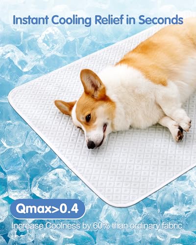 Dog Cooling Mat - Instant Cooling Pet Bed for Dogs & Cats, 6-12°F Drop, Non-Toxic & Machine Washable, Anti-Slip Bottom, Cool Mat for Indoor & Travel Use Light Gray 42" x 28" - color: Light Gray, size: XL (42" x 28")