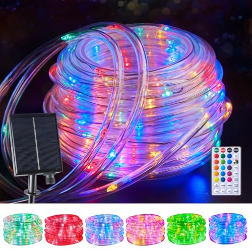 Brightown Solar String Lights Outdoor Waterproof, 18 Colors Changing 39FT Fairy Rope Light Solar Powered with Remote, 100 LEDs Multicolor Trampoline Light Rope Lighting for Outside Christmas Party - color: ‎Multicolor, size: 100 LED