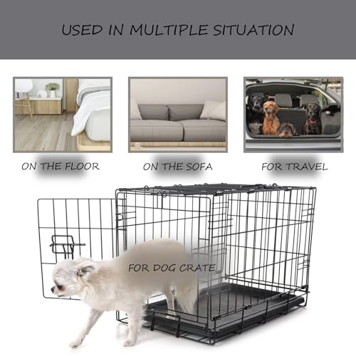 Washable Dog Bed Mat Pet Crate Pad Soft Fluffy Pet Kennel Beds Dog Sleeping Mattress for Large Jumbo Medium Small Dogs, 21 x 13 Inch, Gray - color: Grey, size: 21.00" x 13.00" x 1.50"
