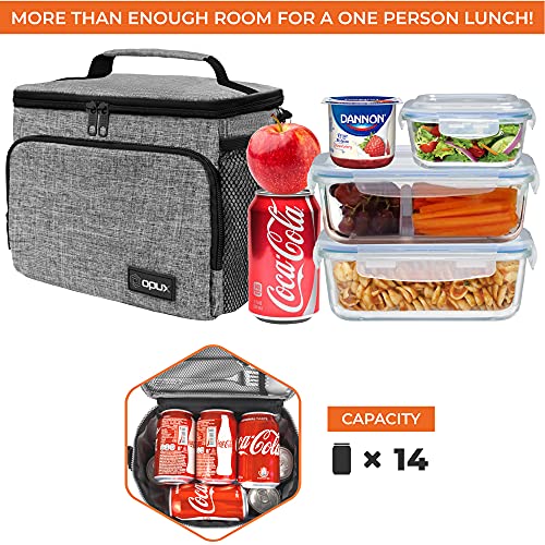 opux Insulated Lunch Bag for Men Women, Soft Lunch Box for Office Work School Picnic, Leakproof Lunch Cooler Bag with Shoulder Strap for Kid Adult Boy Girl, Medium Lunchbox Lunch Tote (Heather Gray) - color: Heather Gray, size: Medium