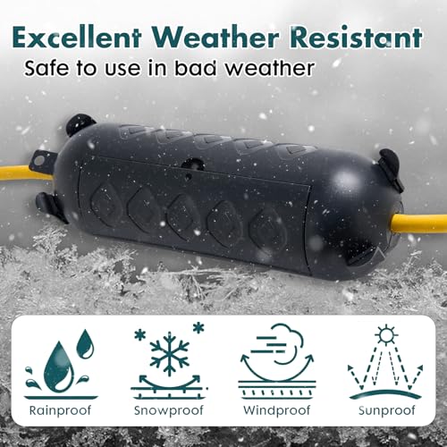 2 Pack Black Outdoor Extension Cord Cover IP44 Waterproof, Weather-Resistant Electric Cord Cover, Outdoor Plug and Holiday Lights Protector for Halloween, Christmas - color: Black