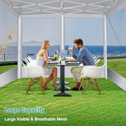 COBIZI Canopy Tent 10x10 Heavy Duty Pop Up Canopy with Sidewalls Waterproof,Easy to Set up Gazebo with Mosquito Netting Outdoor Mesh Screen Tents for Parties Wedding Party with Carry Bag, White - color: White, size: 10x10FT