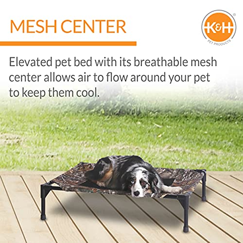 K&H Pet Products Outdoor Elevated Dog Cot, Breathable Cooling Elevated Cot Hammock Pet Bed for Large Dogs, Washable Mesh Cover, Raised Metal Frame, Collapsible, Portable - Large 42 X 30in Camo - color: Camo/Black Mesh, size: Large 42"L x 30"W