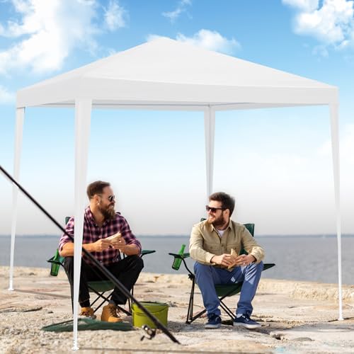 6.5x6.5ft Heavy Duty Commercial Canopy Tent,Portable Folding Canopy Tents,Waterproof Patio Gazebo Tent,Folding Outside Shelter Gazebos,with 4 Removable Sidewalls,for Wedding Party Backyard (White) - color: White