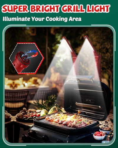 Coquimbo Tools Gifts for Men Dad Husband, Rechargeable LED Work Light Grill Accessories Magnetic Flashlight with Hanging Hook 5 Modes 360° Rotate Birthday Gifts for Him Grandpa (2 Pack Red) - color: Red, size: 2 Pack