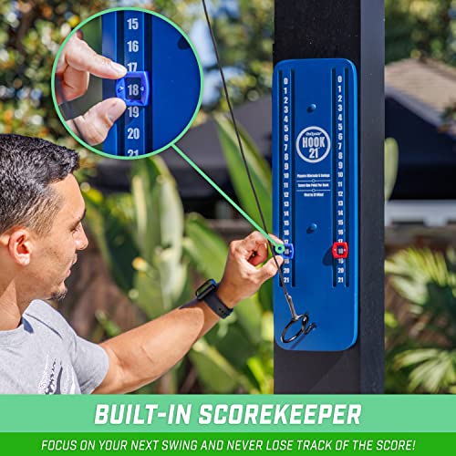 GoSports Hook 21 Ceiling Mount Ring Swing Game - Choose Your Color - Play Indoors or Outdoors - color: Blue