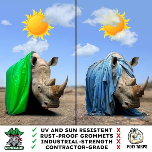 RENEGADE Industrial Tarp 20x12 ft Green – Heavy Duty, Waterproof, UV-Resistant, PFAS-Free – Oversized Tarp for Construction, Landscaping, Farm Equipment & Weather Protection - color: Green, size: 20X12