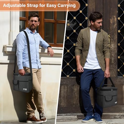 Tirrinia Insulated Large Lunch Bag for Women Men, Leakproof Lunch Box Containers for Adults, Work, School, Soft Lunchbox for Kids, Boys, Adult Cooler Bag for Picnic, Hiking,Beach, Black - color: Black, size: Large-10.5L