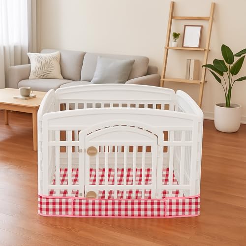 Dog Playpen Bottom Pad Fits for 36 Inch 4 Panels Exercise Pet Playpen, Dog Crate Pad Puppy, Hoop and Loop Design (Note: Playpen Not Included). (RedCheck) - color: RedCheck