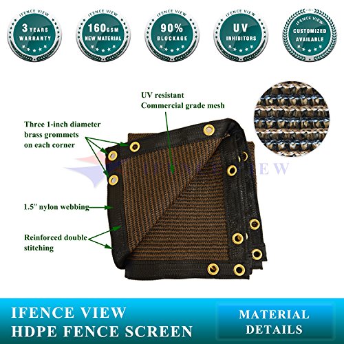 Ifenceview 4'x5' to 4'x50' Brown Shade Cloth/Fence Privacy Screen Fabric Mesh Net for Construction Site, Yard, Driveway, Garden, Railing, Canopy, Awning 160 GSM UV Protection (4' x 6') - size: 4' x 6'