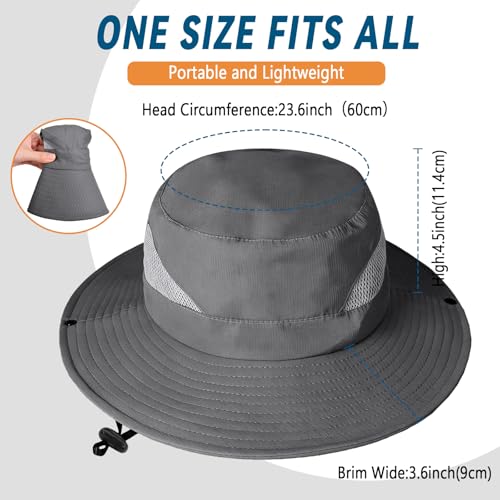 ZOORON Sun Hats for Men Women, Wide Brim Safari Hats UV Protection UPF50+ Waterproof Boonie Hats for Fishing Hiking Camping - color: 2pack-black+dark Gray