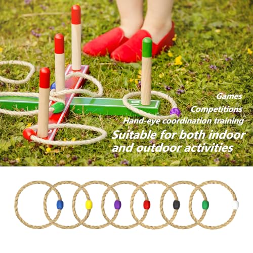 7 Pack Sisal Rope Ring Toss Game Replacement Parts for Adults and Kids, Outdoor Toss Rings for Agility Practice and Yard and Lawn Games for Party(7 Colors-Red,Blue,Yellow,Green,Purple,Black,White)