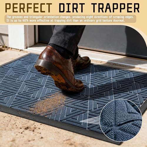 Yimobra Large Door Mat 47x32, All-Weather Waterproof Non-Slip Welcome Matt Outdoor, Heavy Duty Non Slip Doormat for Entryway for Patio and Garage Indoor, Easy Clean, Blue - color: Blue, size: 47x32 Inch